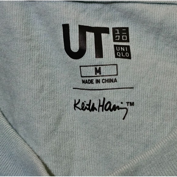 Uniqlo x Keith Kuyakusho Haring Shirt Mens Medium Green Crew Neck Short Sleeve - Picture 4 of 7